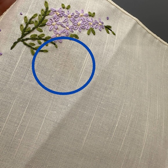 Linen Placemats & Napkins Hand Embroidered Set of 4 Ecru Purple Vintage - Picture 8 of 10